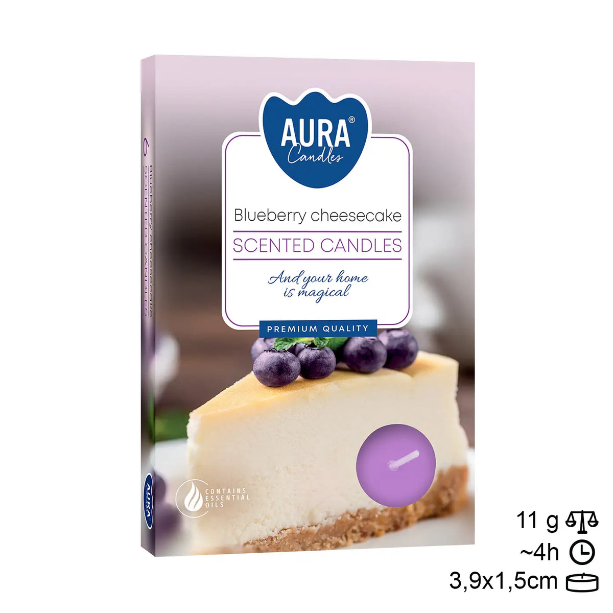 Bougies Tea Light 6 Blueberry Cheesecake 4h