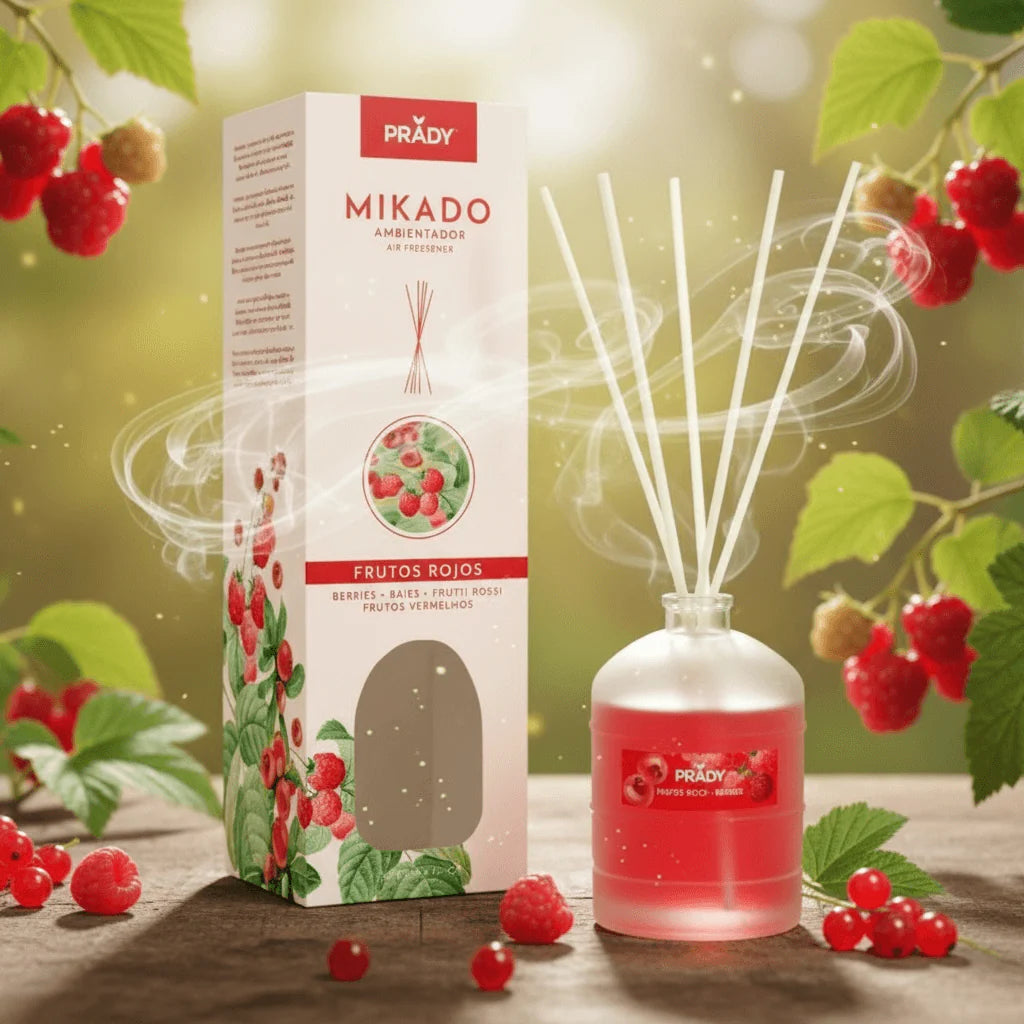 Diffuseur Mikado Bâtonnets parfum Fruits Rouge 100ML - Prady