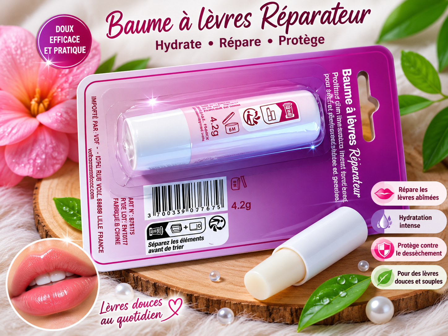 Baume à Lèvres Réparateur – Hydratation & Protection au Quotidien