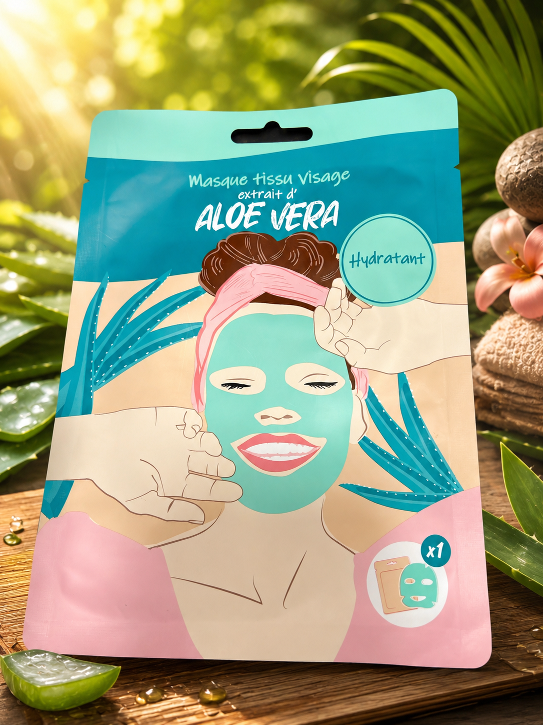 🌿 Masque Tissu Visage à l’Aloe Vera – Hydratation Intense 🌿