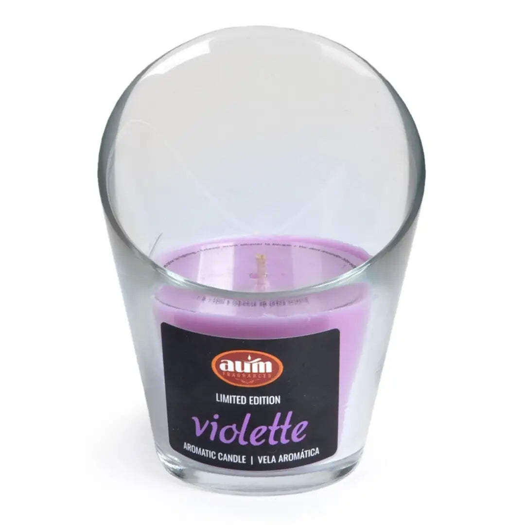 Bougie en verre violette édition limitée Aum