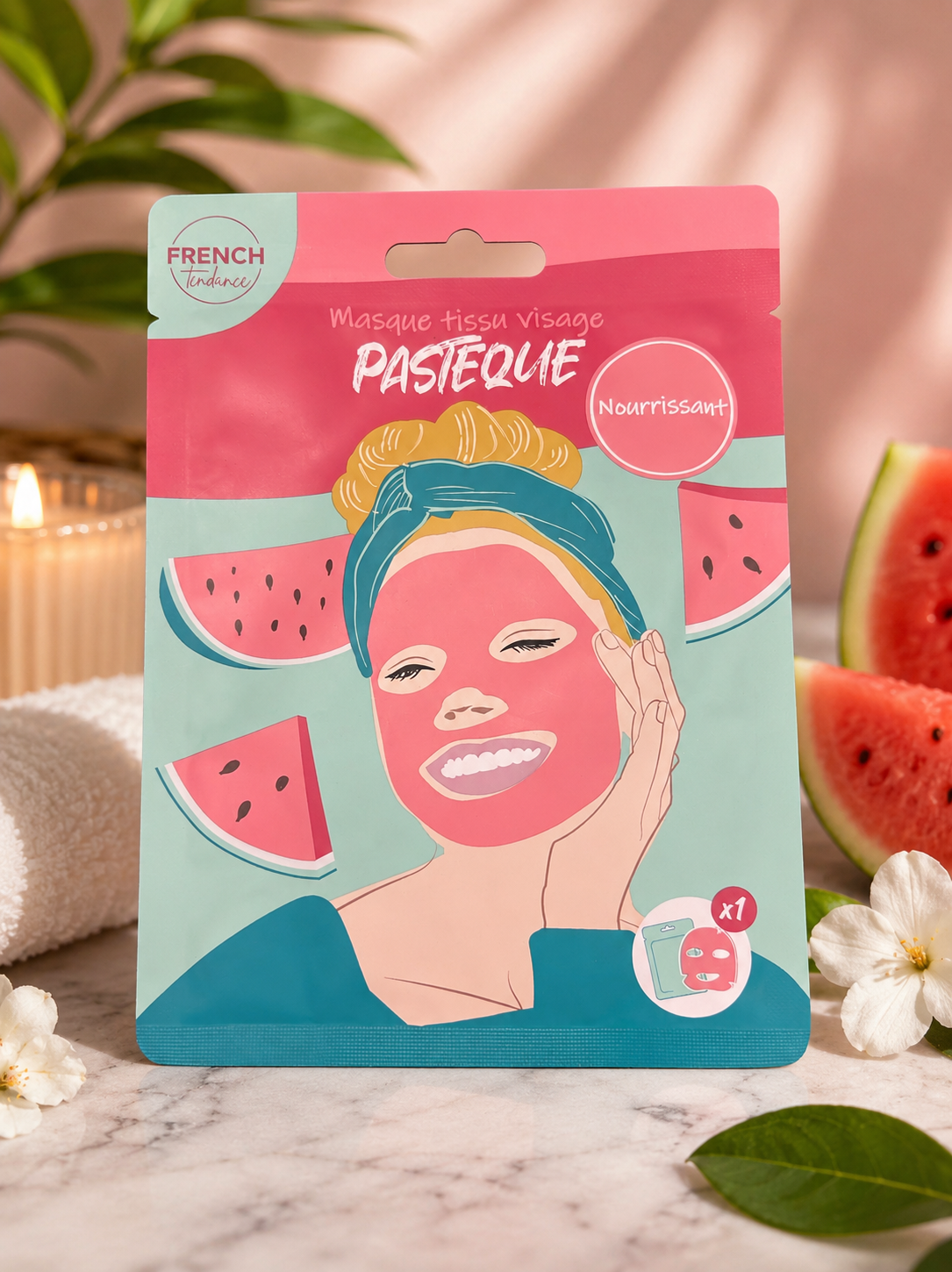 Masque Tissu Visage Pastèque – Nourrissant 🍉