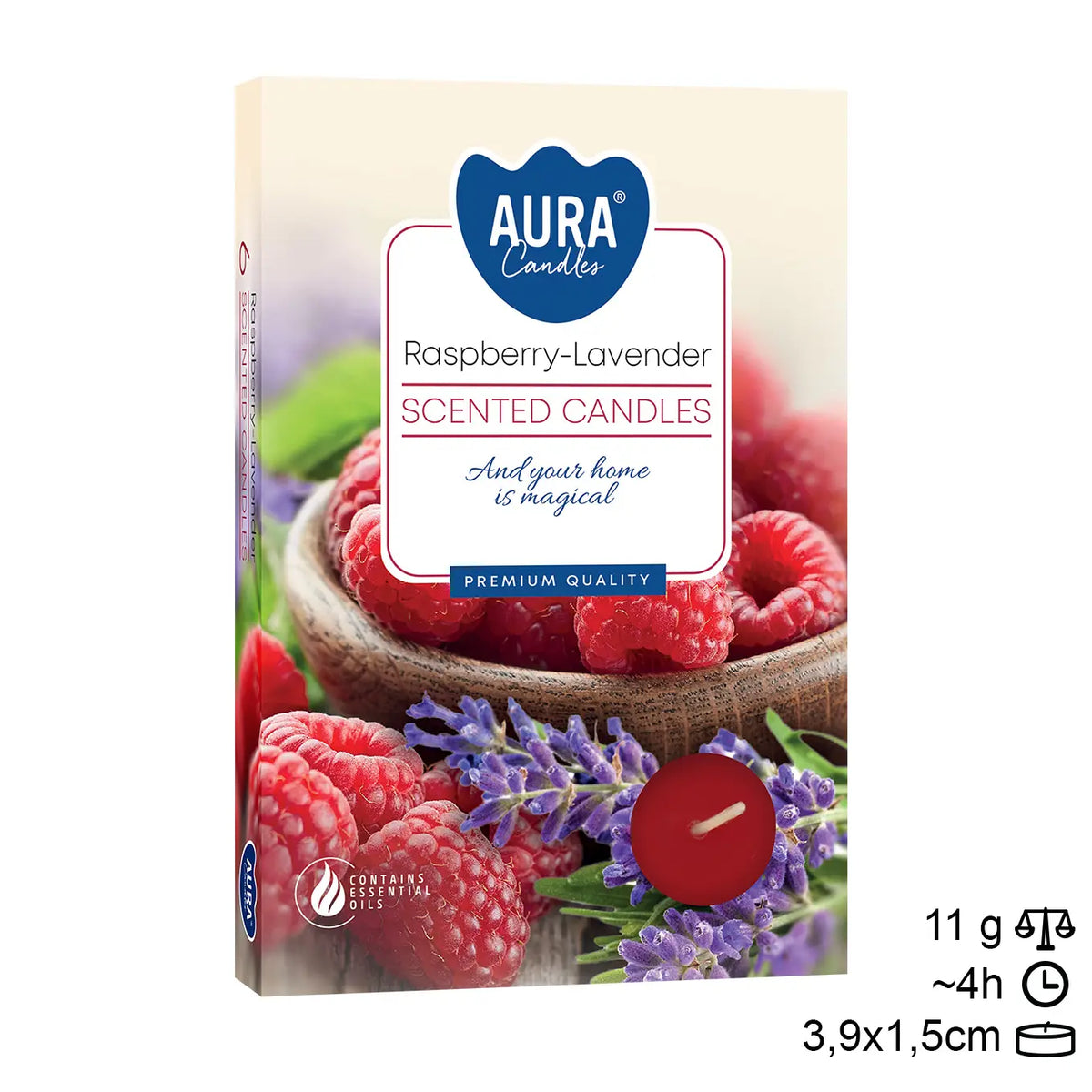 Bougies chauffe-plat parfum framboise/lavande blanche