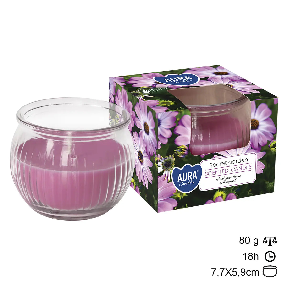 Bougie en verre Secret Garden 18 h