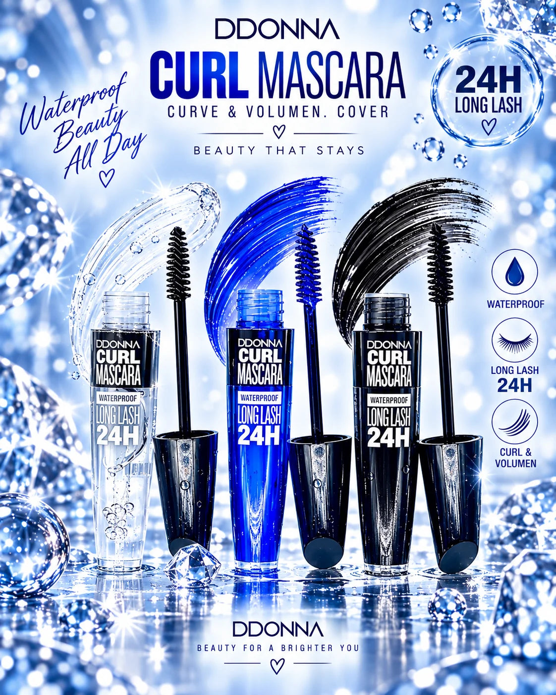 Mascara Bleu, Transparent & Noir -D’Donna
