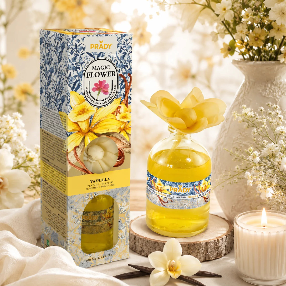Fleur Magic Diffuseur de Parfum à La Vanille 100ml - Prady
