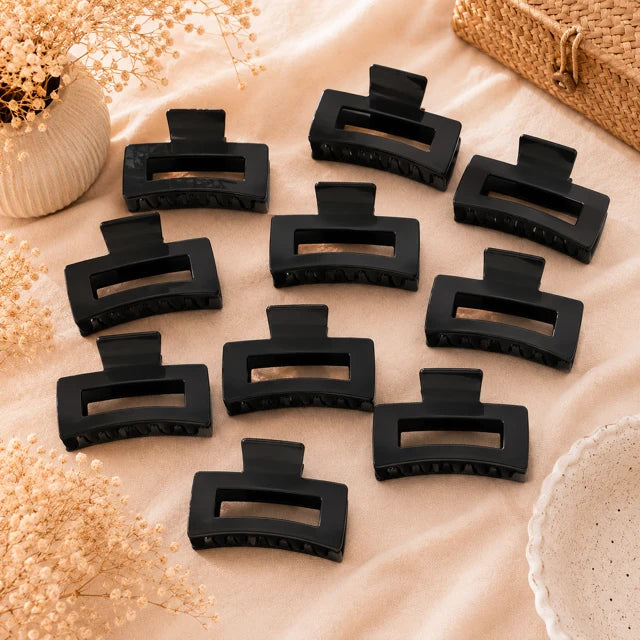 Pinces à Cheveux Noires Rectangulaires