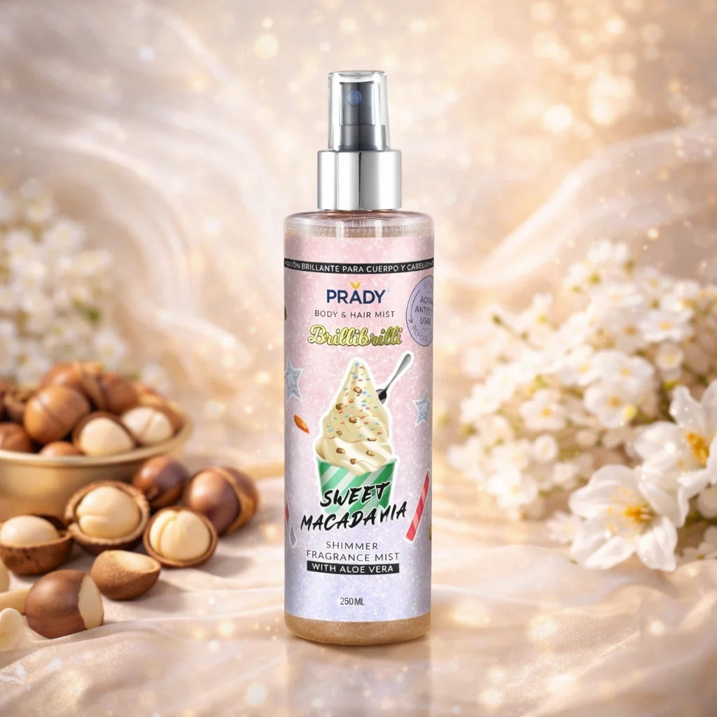 Brume Scintillante Corps et Cheveux Sweet Macadamia 250ML - Prady