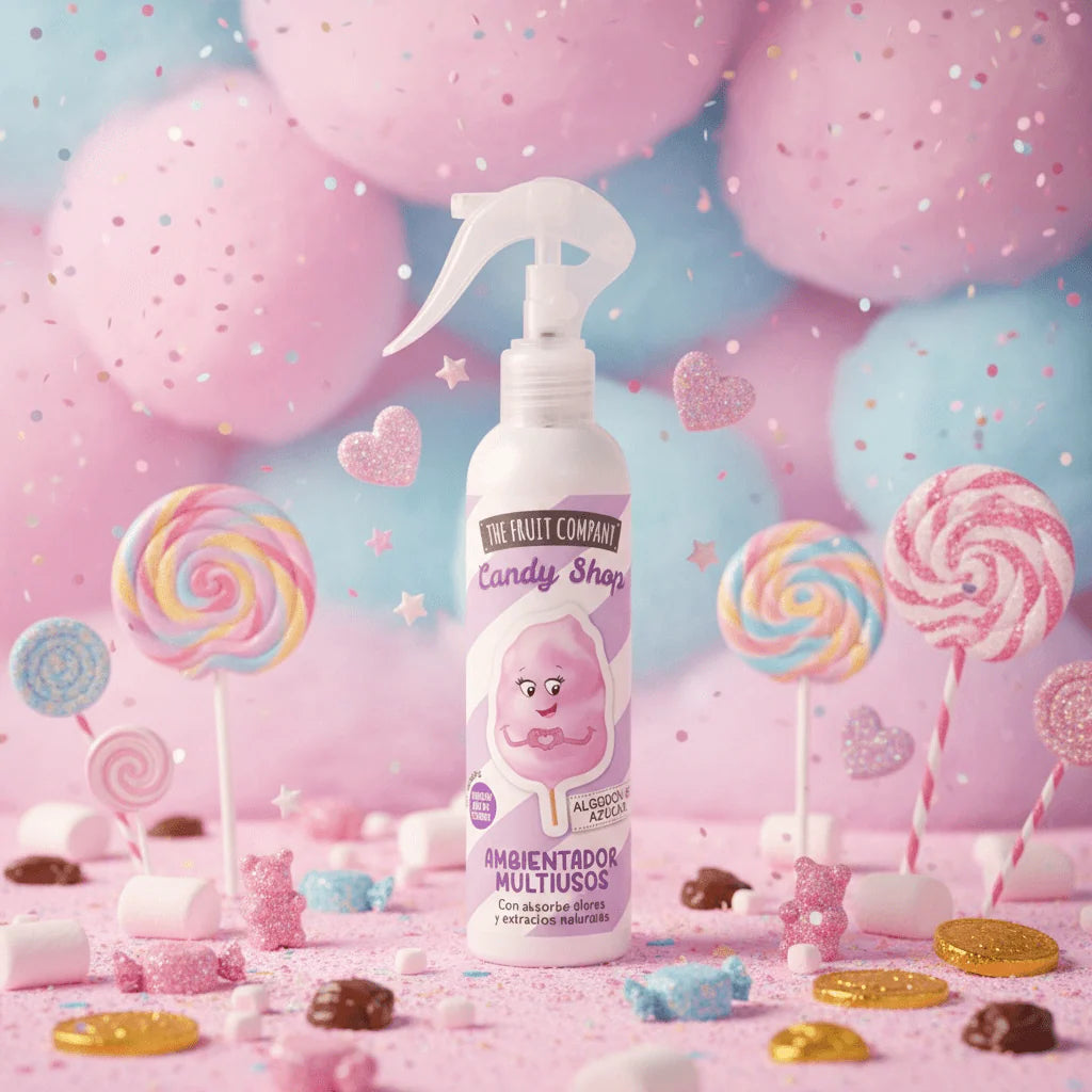Spray d'Ambiance & Tissu Barbe à Papa Gamme "Candy Shop" 200ML -The fruit company