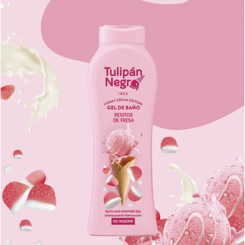 GEL DOUCHE TULIPAN NEGRO YUMMY CRÈME GLACÉ BONBON FRAISE 650ML