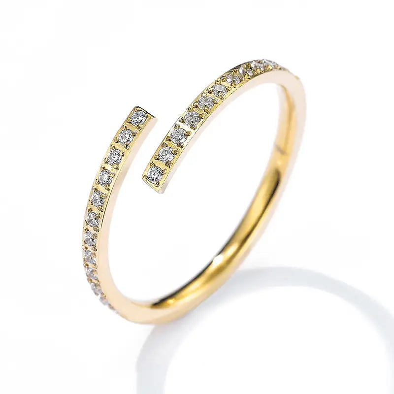 Bague enlacée strassée en acier inoxydable