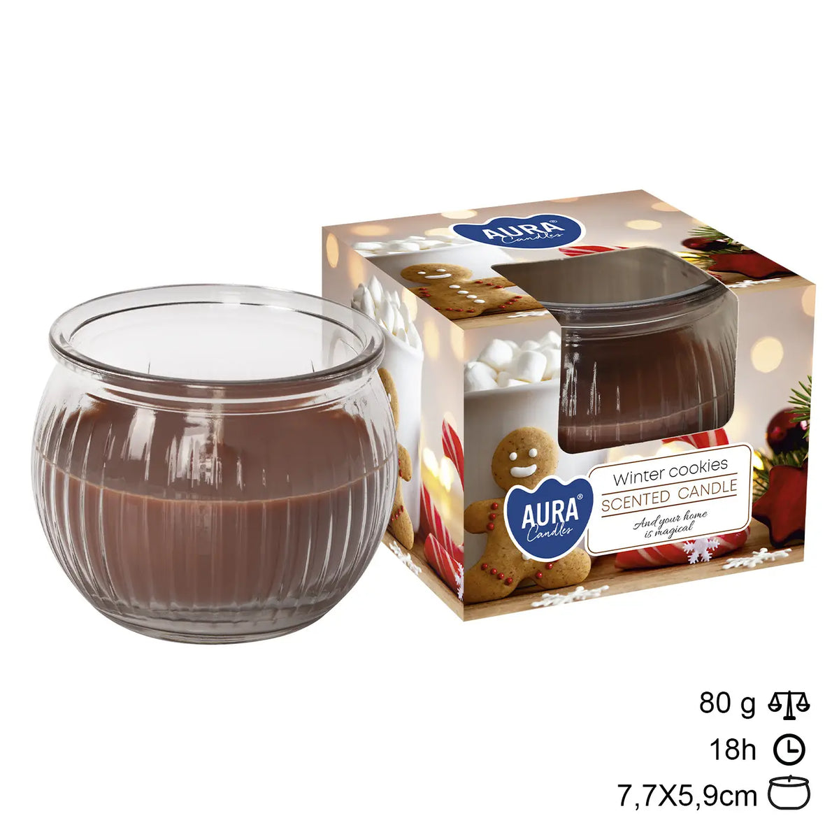 Bougie Verre Biscuits d'Hiver 18h